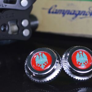 Bianchi Red pedals dust caps fit campagnolo super record gipiemme nuovo new