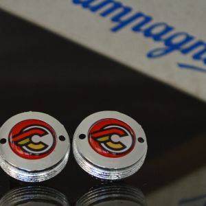 Cinelli red crankset dust caps fit Campagnolo record shimano ofmega gipiemme